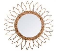 Espejo De Ratán De Sol Con Diseño Afilado Por La Parte Exterior 50x50