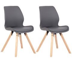Set de 2 sillas de comedor Luna con base de madera