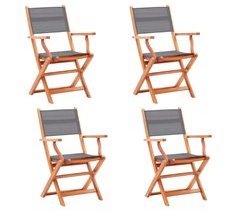 Set 4 sillas de jardín plegables de madera eucalipto