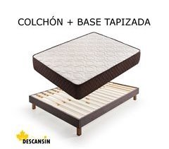 Pack Colchon + Base Tapizada Descansin | Base tapizada silenciosa