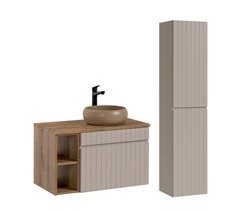 Conjunto mueble lavabo individual con 2 nichos y columna Zelie