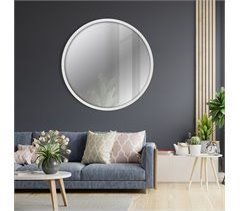 60x60 cm Exterior - Espejo redondo blanco envejecido, moldura de  10 cm, 55x1