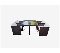 CORFU set mesa + 4 sillas color marrón