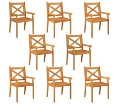 Set 8 sillas de comedor de jardín de madera maciza