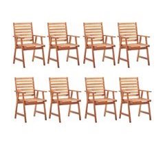 Set 8 sillas de comedor de exterior de madera