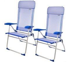 Pack ahorro 2 sillas playa Sicilia multiposición antivuelco c/cojín 47x61x118 cm Aktive