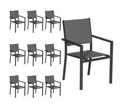 Juego de 10 sillas tapizadas en textileno y aluminio