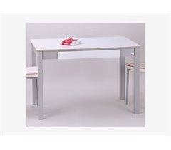 Mesa de cocina SALSA. Fija. CRISTAL. 110x70cm. Blanco Óptico