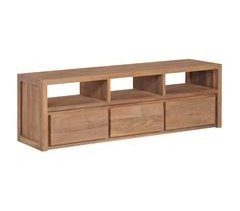 Mueble TV madera teca maciza acabado natural compartimentos 2502183