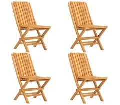 Set 4 sillas de jardín plegables de madera maciza teca