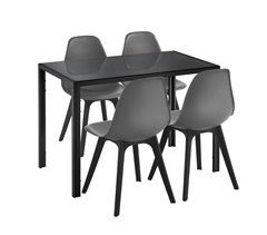 Juego de comedor Mesa + 4x sillas minimalista vidrio + plástico 105x60