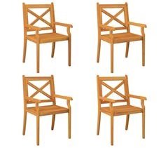 Set 4 sillas de comedor de jardín de madera maciza