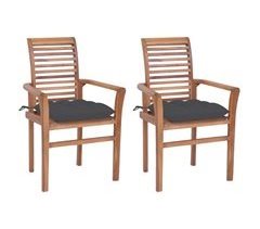 Set 2 sillas de comedor de madera de teca con cojines