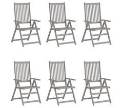 Set 6 sillas de jardín reclinables de madera maciza