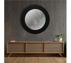 60x60 cm Exterior - Espejo redondo negro, moldura de  10 cm, 60x1