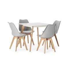 Juego de mesa y 4 sillas de comedor Klara 80x80