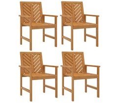Set 4 sillas de comedor para jardín de madera maciza
