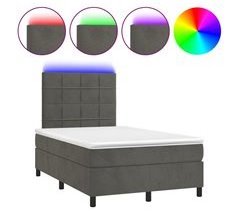 Cama box spring colchón y LED terciopelo - Bloques con cuadros 120x200