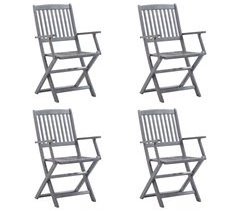 Set de 4 sillas de jardín plegables de madera con cojín