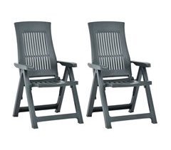 Set 2 sillas de jardín reclinables de plástico