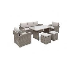Set sofas 3 plazas + 2 sillones + 2 taburetes + mesa arena AREZZO 