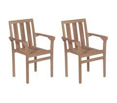 Set 2 sillas apilables de jardín de madera maciza