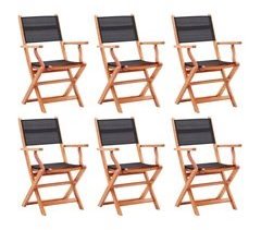 Set 6 sillas de jardín plegables de madera eucalipto