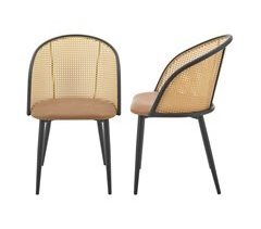 Set de 2 sillas de comedor Gagnef polipiel / metal / ratán