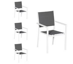 Juego de 4 sillas tapizadas en textileno y aluminio