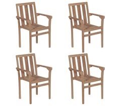 Set 4 sillas apilables de jardín de madera maciza