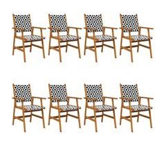 Set de 8 sillas de jardín de madera maciza de acacia