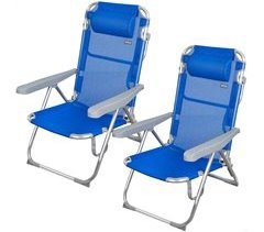 Pack ahorro 2 sillas playa Gomera multiposición antivuelco c/cojín 48x60x90 cm Aktive