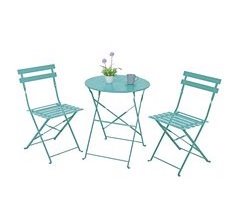 Conjunto de mesa plegable y sillas de jardín Dalia en acero