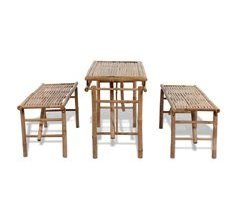 Mesa de jardín plegable con  bancos   de bambú