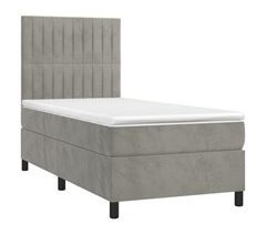 Cama box spring colchón y LED terciopelo - Rayas verticales 100x200