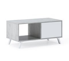 Mesa de Centro para Salón - 45 x 92 x 50 cm - Acabado Cemento/Blanco