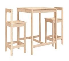Mesa y taburetes altos de jardin 3 piezas madera