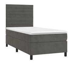 Cama box spring colchón y LED terciopelo - Rayas horizontales 90x200