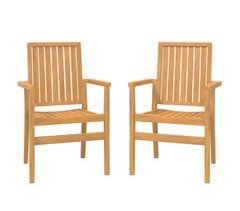 Set 2 sillas de jardín apilables de madera de teca