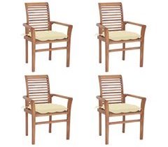 Set 4 sillas de comedor de madera teca con cojines
