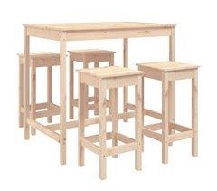 Set de mesa y taburetes altos jardín 5 piezas madera