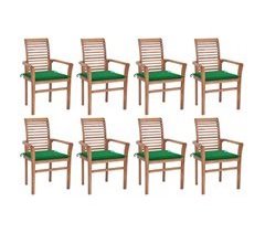 Set 8 sillas de comedor de madera de teca con cojines
