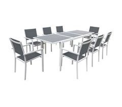 Conjunto de muebles de jardín FIRENZE extensible 8 asientos en textileno y aluminio