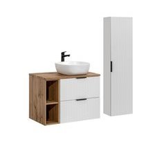 Conjunto mueble lavabo individual 2 nichos y columna Adriel 46