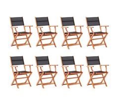 Set 8 sillas de jardín plegables de madera eucalipto