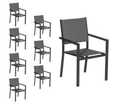 Juego de 8 sillas tapizadas en textileno y aluminio