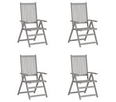 Set 4 sillas de jardín reclinables de madera maciza