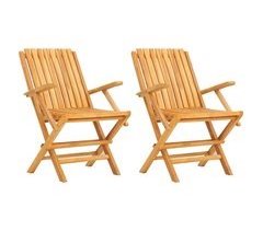 Set 2 sillas de jardín plegables de madera maciza teca