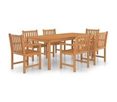 Conjunto de comedor de jardín 7 piezas madera maciza de teca