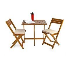 Conjunto de mesa con 2 sillas de jardín de madera Melzo